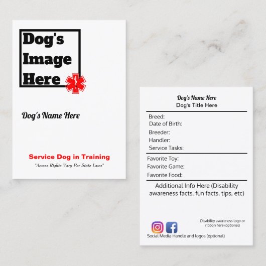 訓練のトレーディングカードの犬を整備して下さい 名刺 (正面/裏面)