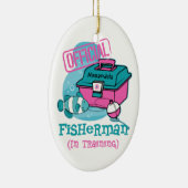 訓練の女の子の漁師 セラミックオーナメント (右)