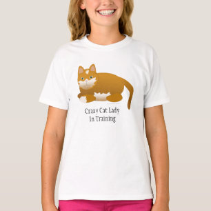 訓練の女の子のTシャツの熱狂するな猫の女性 Tシャツ