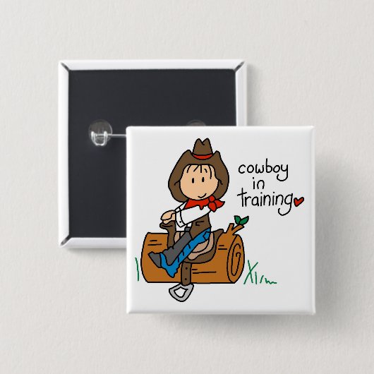 訓練のTシャツおよびギフトのカウボーイ 缶バッジ (正面&裏面)