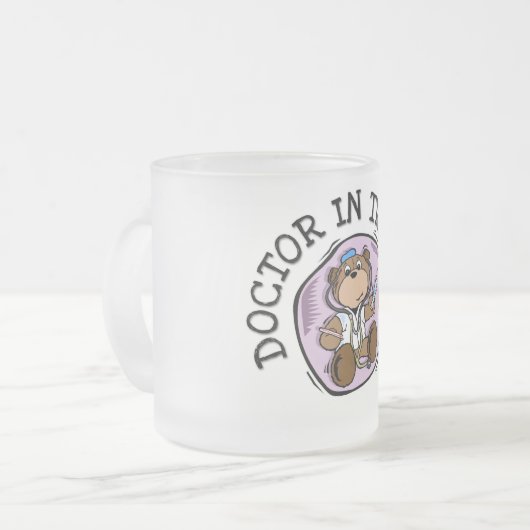 訓練のTシャツおよびギフトの医者 フロストグラスマグカップ (正面左)