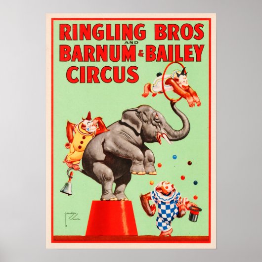 訓練を受けた動物のリングBros Barnum Bailey Circus ポスター (正面)