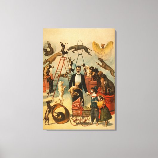 訓練を受けた犬の芝居のポスター キャンバスプリント (正面)