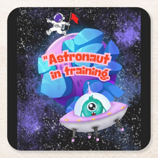 訓練中の宇宙飛行士 スクエアペーパーコースター (正面)