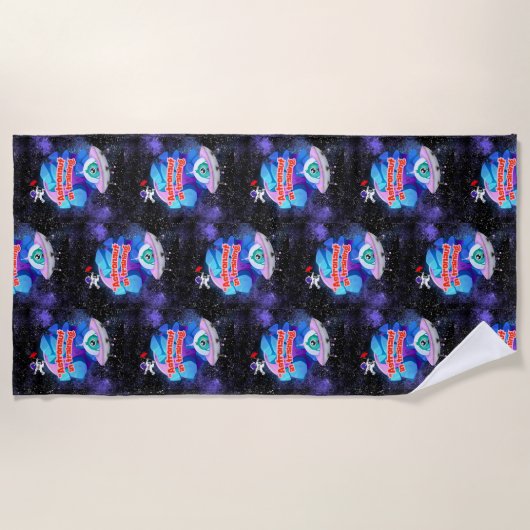 訓練中の宇宙飛行士 ビーチタオル (正面)