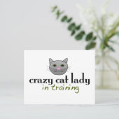 訓練熱狂する中の猫の女性 ポストカード (スタンド正面)