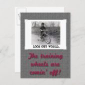 訓練車輪おもしろいレトロ卒業 案内ポストカード (正面/裏面)