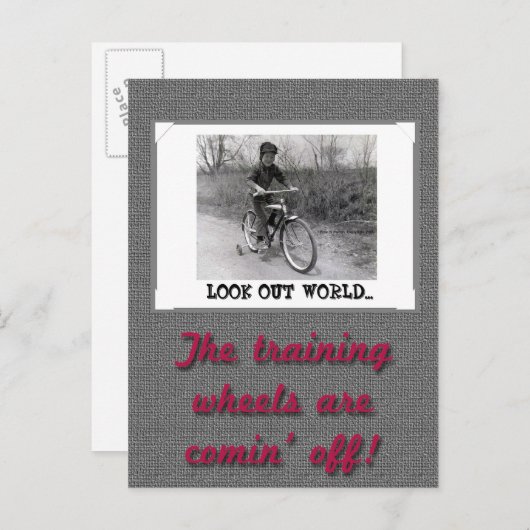 訓練車輪おもしろいレトロ卒業 案内ポストカード (正面/裏面)