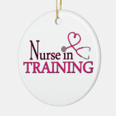 訓練-ピンクのナース セラミックオーナメント (左)