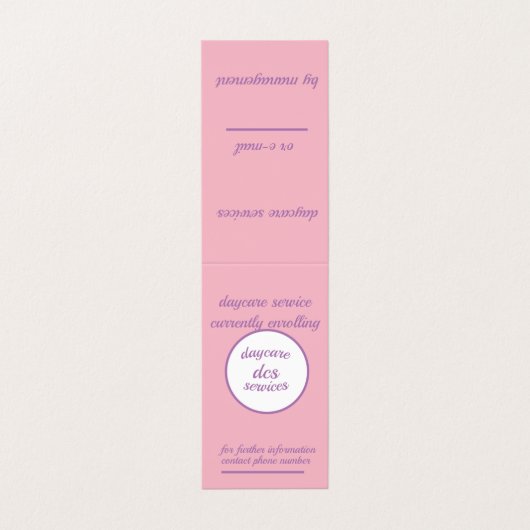 託児所のサービスによって折られる縦のテントの名刺 名刺 (外部フラット)