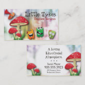 託児所の名刺カラフルなきのこ及びモンスター 名刺 (正面/裏面)