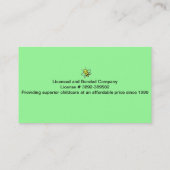 託児所の育児のベビーシッターをする名刺 名刺 (裏面)