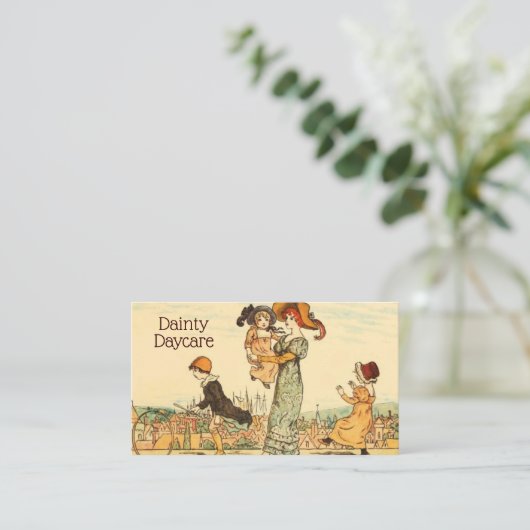 託児所ビジネスヴィンテージの乳母のベビーシッターをすること 名刺 (スタンド正面)