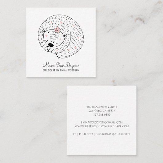 託児所ママベアビジネスカード スクエア名刺 (正面/裏面)