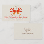 託児所/ベビーシッターの蝶Handprints 名刺 (正面/裏面)