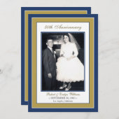 記エレガント念パーティの招待状(青/金ゴールド) 招待状 (正面/裏面)