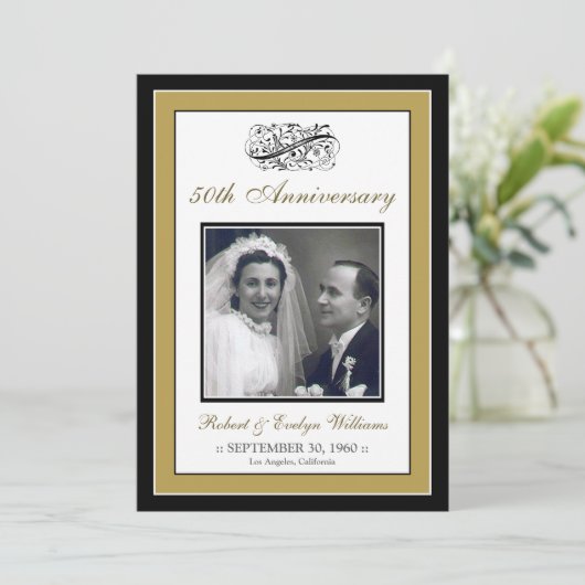 記エレガント念パーティーカスタム招待状(金ゴールド) 招待状 (スタンド正面)