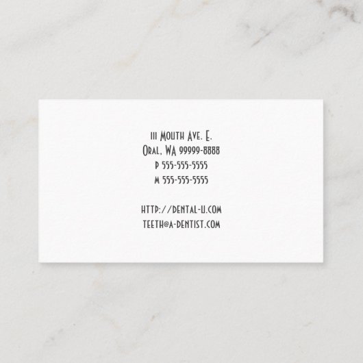 記号による歯 名刺 (裏面)