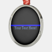記号による薄いブルーライン黒のあなたの文字 メタルオーナメント (左)