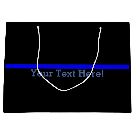 記号による薄いブルーライン黒のあなたの文字 ラージペーパーバッグ (正面)