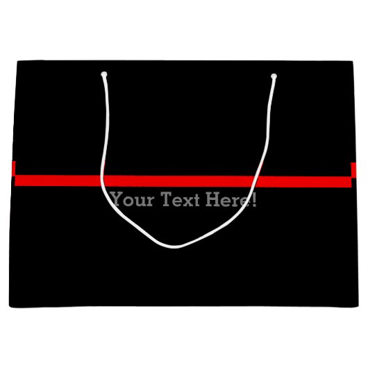 記号による薄い赤線黒のあなたの文字 ラージペーパーバッグ (正面)