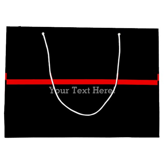 記号による薄い赤線黒のあなたの文字 ラージペーパーバッグ (裏面)
