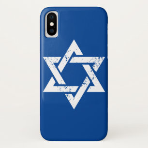 記号のイスラエル共和国のグランジで白いユダヤ人のダビデの星 iPhone X ケース