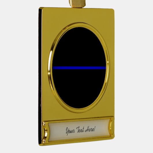 記号付き薄い青い線の水平黒 ゴールドプレートバナーオーナメント (右)