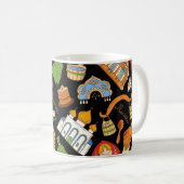 記号：ロシアの色の付いたヴィンテージパターン コーヒーマグカップ (正面右)