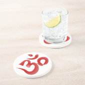 記号OmのオウムのDevanagariの赤いヒンズー教の書道 コースター (側面)