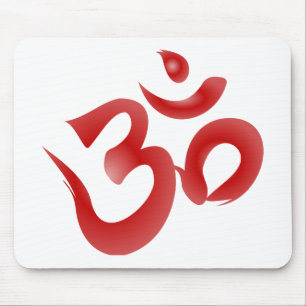 記号OmのオウムのDevanagariの赤いヒンズー教の書道 マウスパッド