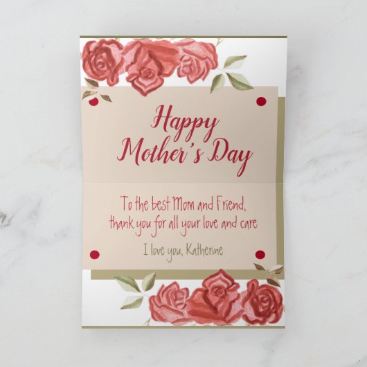 記念かわいらしフローラモダンマザエレガントーズの日 カード (内部)
