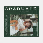 記念すべき写真と引用文卒業ギフトダークグリーン フリースブランケット (正面(横))