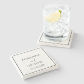 記念すべき結婚式の日付と名前の石製コースター ストーンコースター (横)