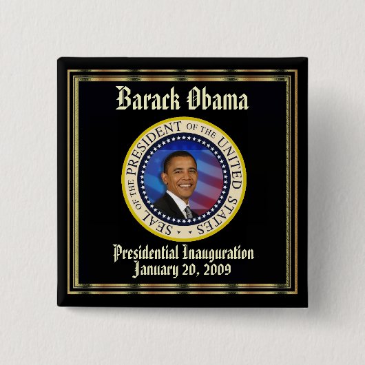 記念するオバマ大統領の就任式 缶バッジ (正面)