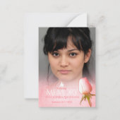 記念と葬儀用のピンクのバラのメモリカード ノートカード (正面)