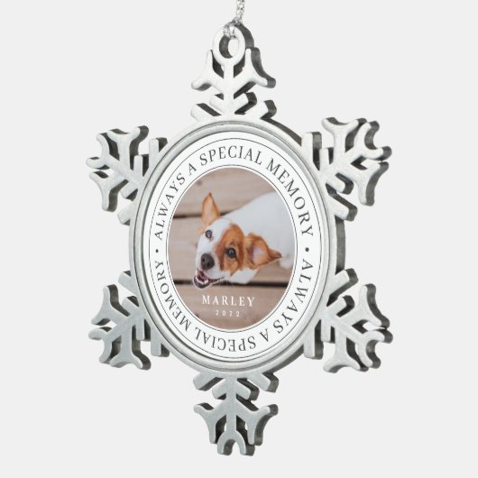 . .記念に必ず使う特別な思い出モダン写真 スノーフレークピューターオーナメント (右)