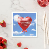 記念に雲に赤いハート スタンダードカクテルナプキン (インサイチュ)