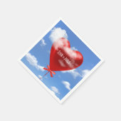 記念に雲に赤いハート スタンダードカクテルナプキン (角)