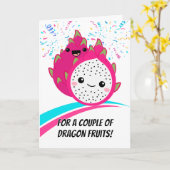 記念のかわいいトロピカルドラゴンフルーツカップル カード (黄色い花)