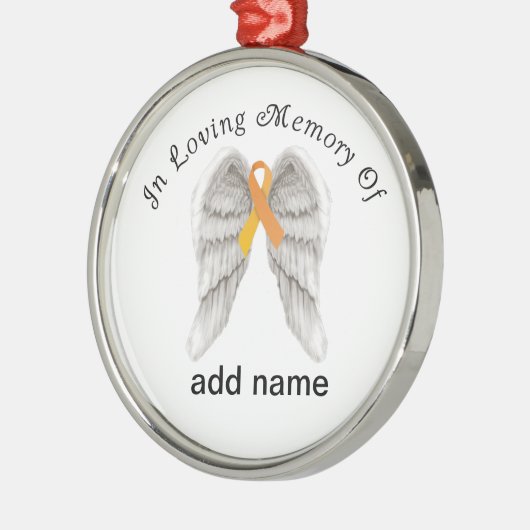 記念のクリスマスのオーナメントのオレンジのリボン メタルオーナメント (左)