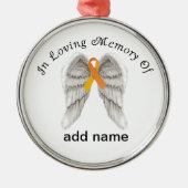 記念のクリスマスのオーナメントのオレンジのリボン メタルオーナメント (正面)