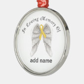 記念のクリスマスのオーナメントの金ゴールドのリボンの幼年期 メタルオーナメント (左)