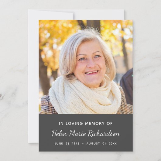 記念の写真の哀悼の悔やみや弔慰は感謝していしています サンキューカード (正面)