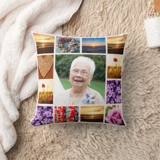 記念の悔やみや弔慰の写真のコラージュの記念品 クッション (ブランケット)