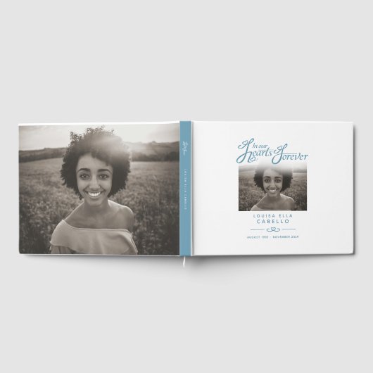 記念の本をハート白い青 ゲストブック (全面)