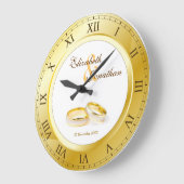 記念の結婚金ゴールドローマ数字写真 ラージ壁時計 (傾斜)