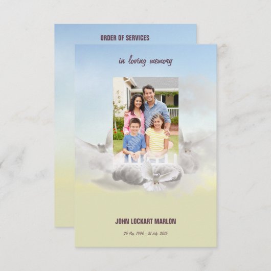 記念の葬儀のプログラム・カード 招待状 (正面/裏面)