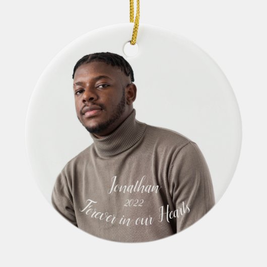 記念の記念パーソナライズされた品クリスマス飾り セラミックオーナメント (正面)
