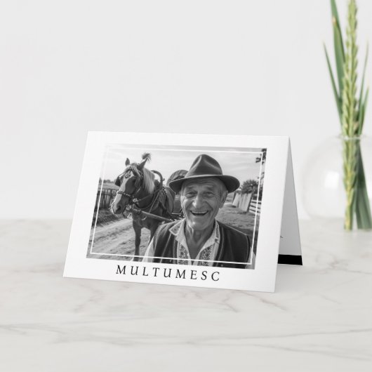 記念の黒白写真 サンキューカード (正面)